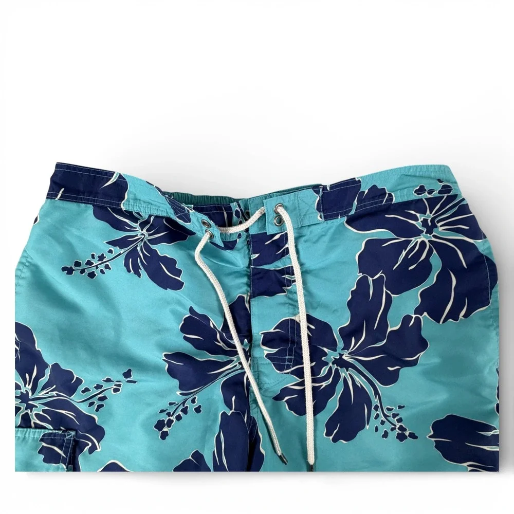 Polo Ralph Lauren Swim Shorts Mens‎ XL Blue Floral Boardshort Trunks Drawstring